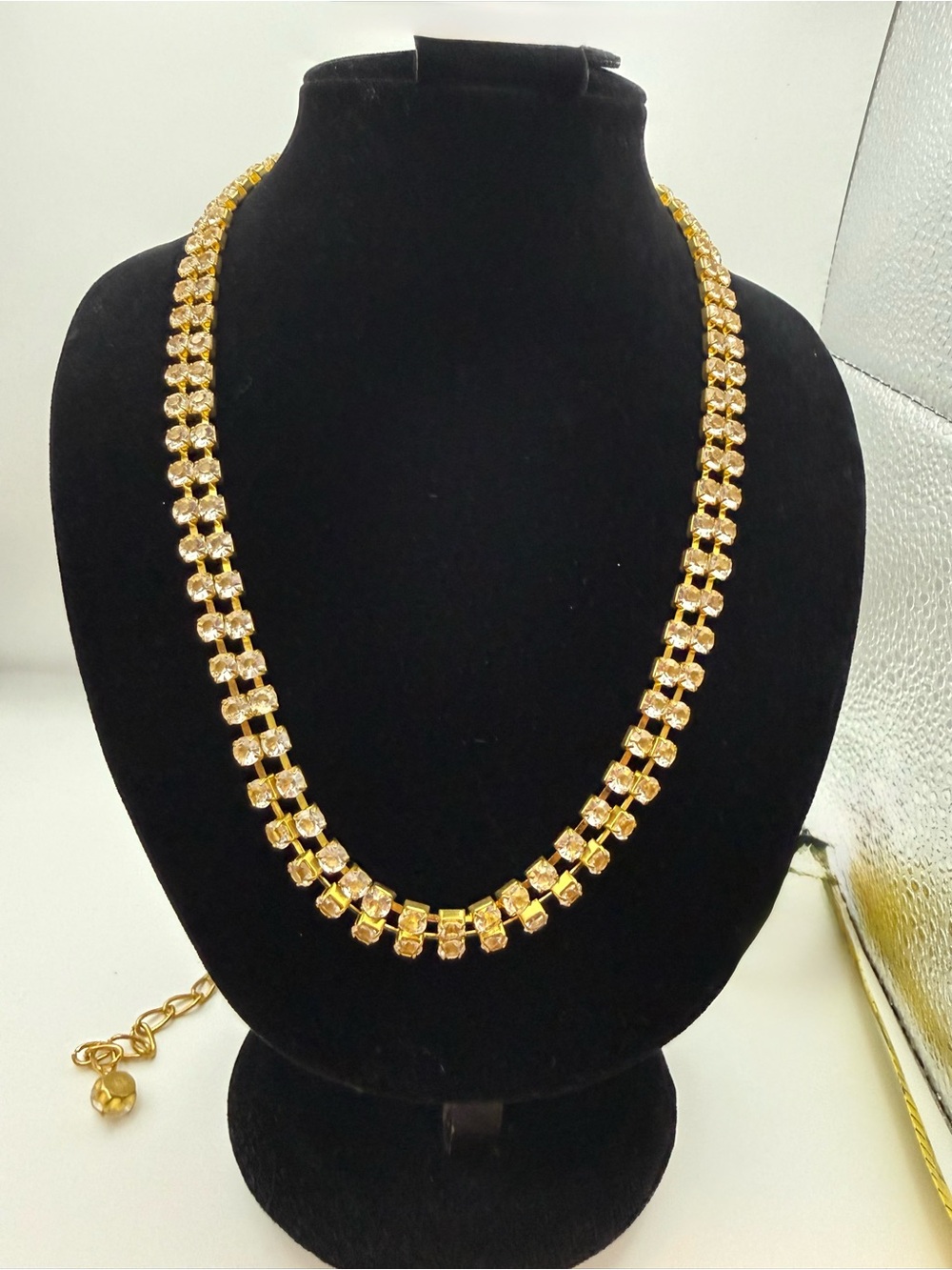 Gold-Tone Crystal Tennis Necklace/bridal choker